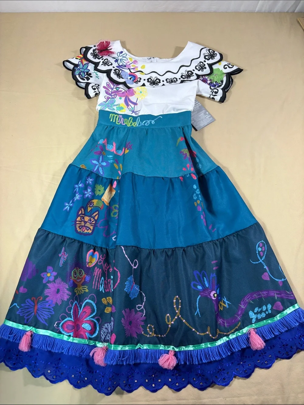 Disney Teal & White Floral Tiered Girls' Costume Dress